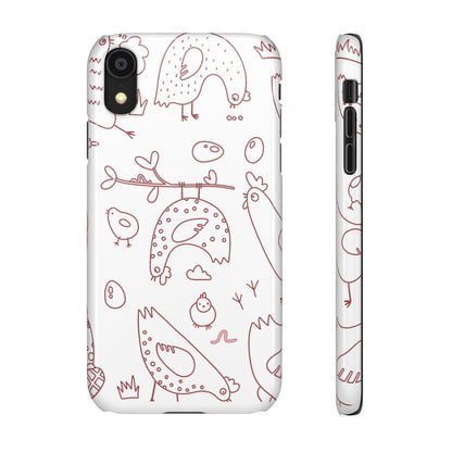 Whimsical Farmhouse Snap Cases, Cute Animal Phone Case, Chicken Design, Funny Gift for Bird Lovers, Quirky Art Mobile Cover