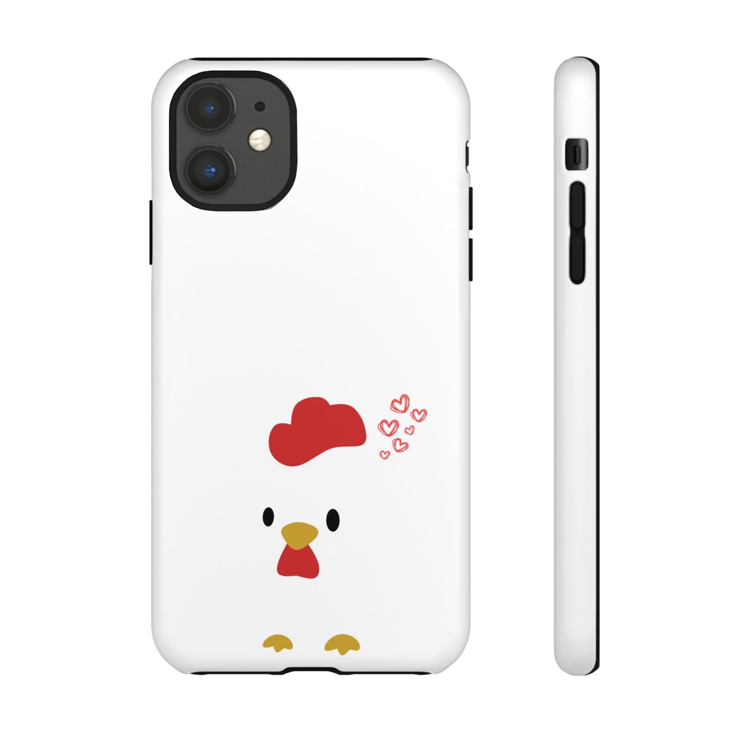 Cute Chicken Phone Case, Tough Cases for Animal Lovers, Valentine's Gift, Farmhouse Decor, Unique Mobile Accessories, Heart Design