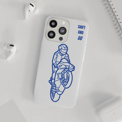 Motorcycle Flexi Cases - Shift and Go Design, Biker Gift, Phone Accessory, Sporty Case, Riding Enthusiast