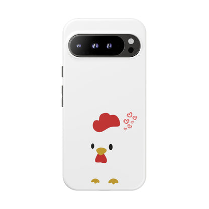 Cute Chicken Phone Case, Tough Cases for Animal Lovers, Valentine's Gift, Farmhouse Decor, Unique Mobile Accessories, Heart Design
