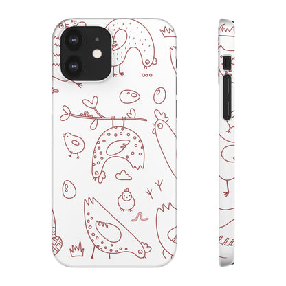 Whimsical Farmhouse Snap Cases, Cute Animal Phone Case, Chicken Design, Funny Gift for Bird Lovers, Quirky Art Mobile Cover