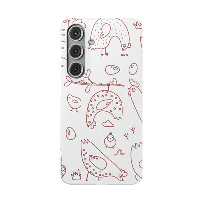Whimsical Farmhouse Snap Cases, Cute Animal Phone Case, Chicken Design, Funny Gift for Bird Lovers, Quirky Art Mobile Cover