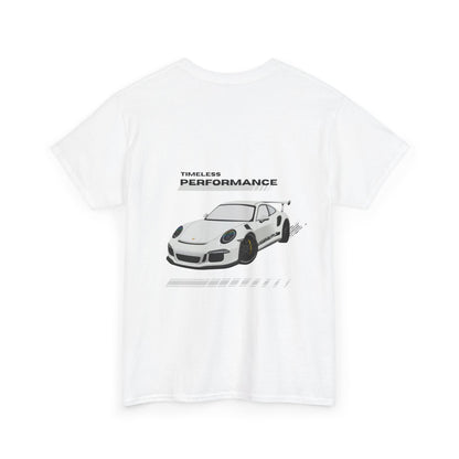 Performance intemporelle, Porsche, T-shirt unisexe en coton épais, T-shirt pour passionné d'automobile, Cadeau automobile, Vêtements de sport automobile, Tenue décontractée, T-shirt unisexe