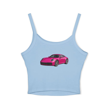 Pink Porsche Women's Spaghetti Strap Top, Porsche Top für Sommer, Auto-Liebhaber, Car Enthusiast Gift, Casual Summer Tank, Automotive