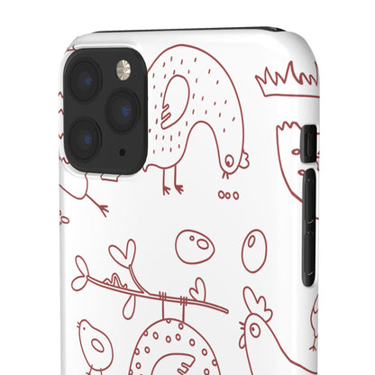 Whimsical Farmhouse Snap Cases, Cute Animal Phone Case, Chicken Design, Funny Gift for Bird Lovers, Quirky Art Mobile Cover
