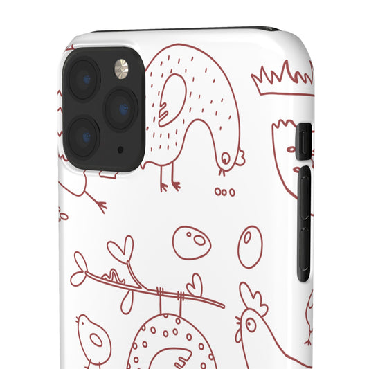 Whimsical Farmhouse Snap Cases, Cute Animal Phone Case, Chicken Design, Funny Gift for Bird Lovers, Quirky Art Mobile Cover