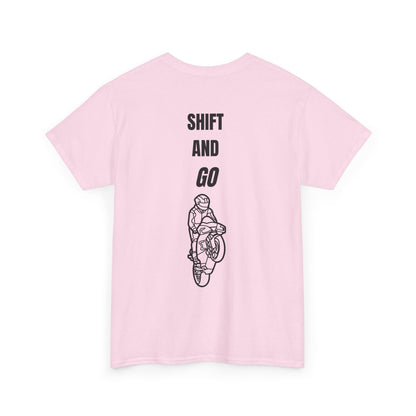 Motorcycle Adventure Tee - Shift and Go, Unisex Heavy Cotton T-Shirt, Biker Gift, Casual Wear, Motorbike Lover Apparel, Ride in Style