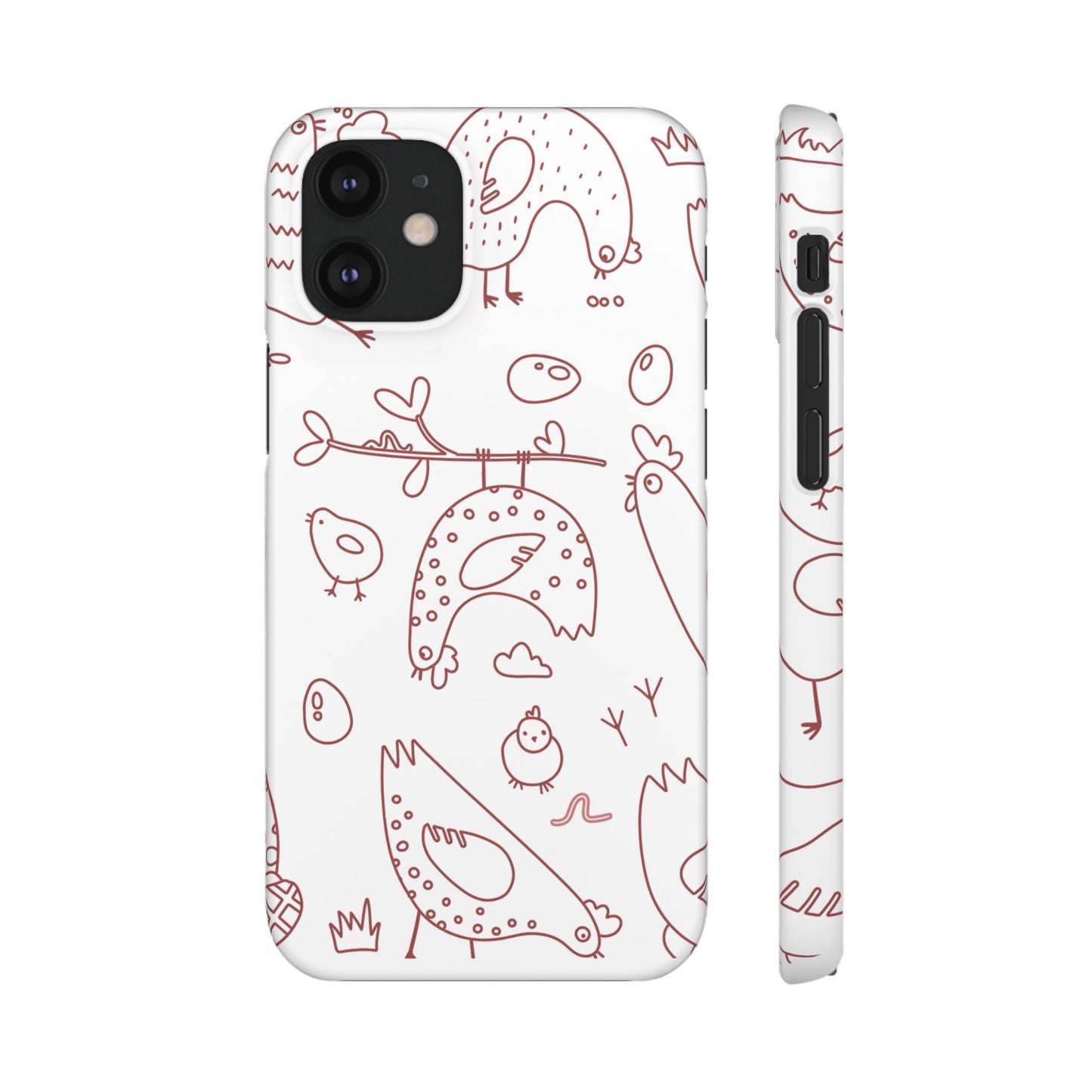 Whimsical Farmhouse Snap Cases, Cute Animal Phone Case, Chicken Design, Funny Gift for Bird Lovers, Quirky Art Mobile Cover