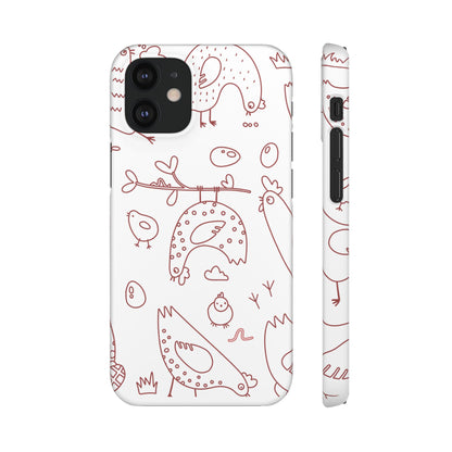 Whimsical Farmhouse Snap Cases, Cute Animal Phone Case, Chicken Design, Funny Gift for Bird Lovers, Quirky Art Mobile Cover