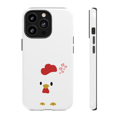 Cute Chicken Phone Case, Tough Cases for Animal Lovers, Valentine's Gift, Farmhouse Decor, Unique Mobile Accessories, Heart Design
