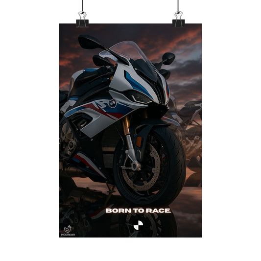 Affiche verticale mate pour moto S1000RR – « Born to Race » – Idéale pour les motards et les passionnés de course