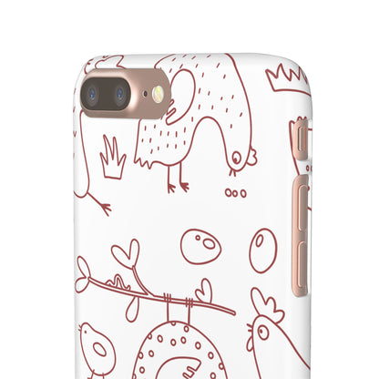 Whimsical Farmhouse Snap Cases, Cute Animal Phone Case, Chicken Design, Funny Gift for Bird Lovers, Quirky Art Mobile Cover