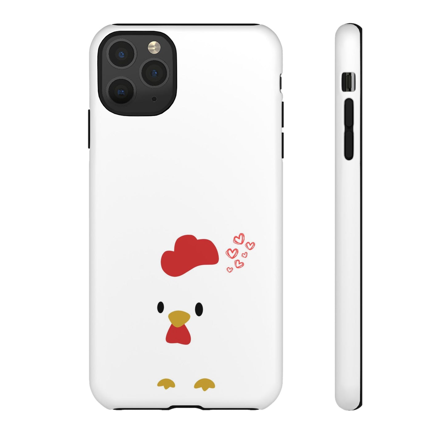 Cute Chicken Phone Case, Tough Cases for Animal Lovers, Valentine's Gift, Farmhouse Decor, Unique Mobile Accessories, Heart Design
