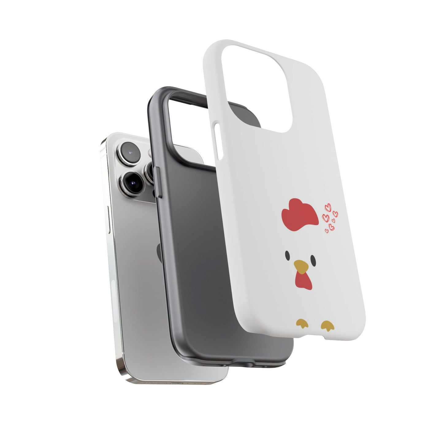 Cute Chicken Phone Case, Tough Cases for Animal Lovers, Valentine's Gift, Farmhouse Decor, Unique Mobile Accessories, Heart Design