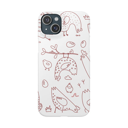 Whimsical Farmhouse Snap Cases, Cute Animal Phone Case, Chicken Design, Funny Gift for Bird Lovers, Quirky Art Mobile Cover
