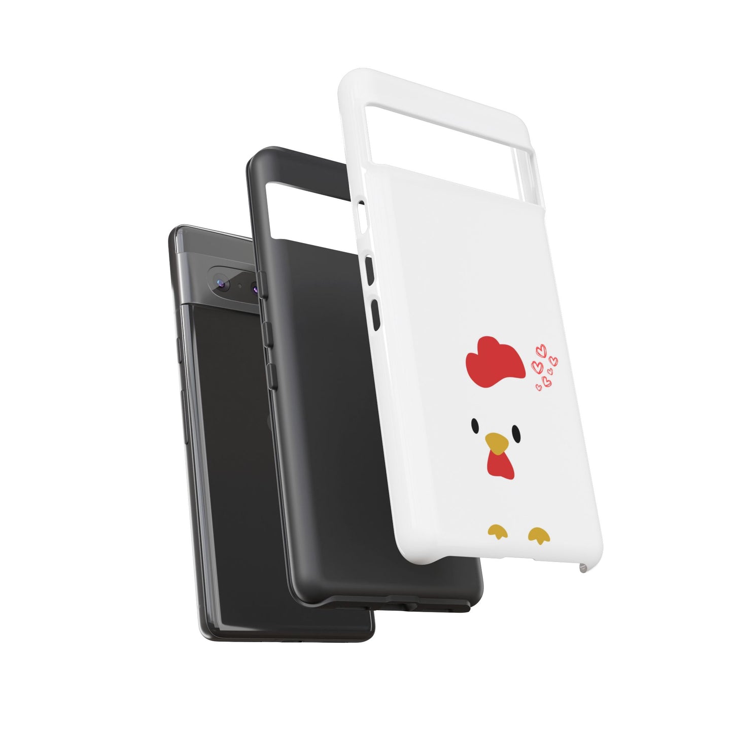 Cute Chicken Phone Case, Tough Cases for Animal Lovers, Valentine's Gift, Farmhouse Decor, Unique Mobile Accessories, Heart Design