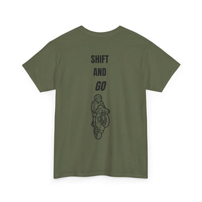 Motorcycle Adventure Tee - Shift and Go, Unisex Heavy Cotton T-Shirt, Biker Gift, Casual Wear, Motorbike Lover Apparel, Ride in Style