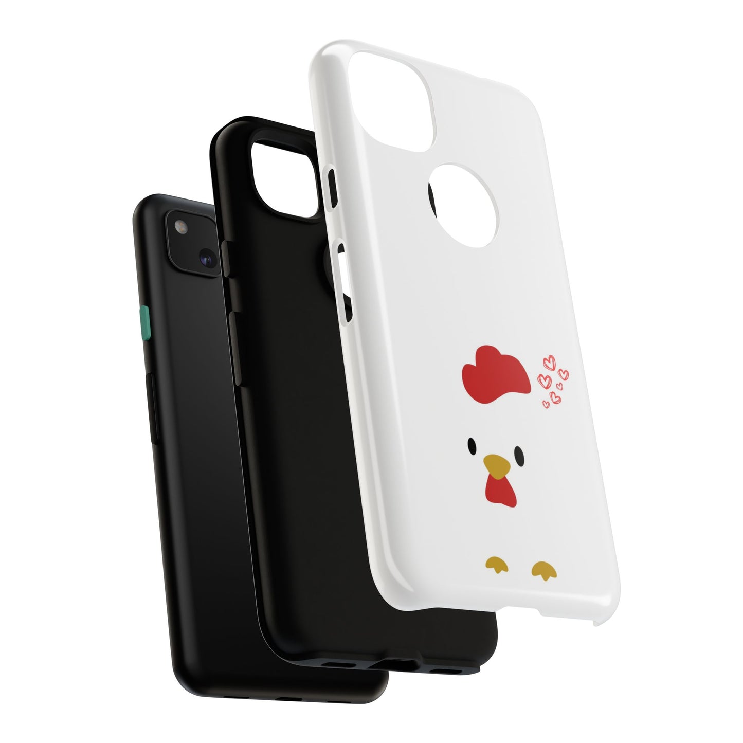 Cute Chicken Phone Case, Tough Cases for Animal Lovers, Valentine's Gift, Farmhouse Decor, Unique Mobile Accessories, Heart Design