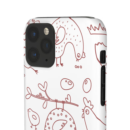 Whimsical Farmhouse Snap Cases, Cute Animal Phone Case, Chicken Design, Funny Gift for Bird Lovers, Quirky Art Mobile Cover
