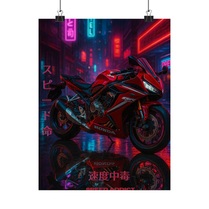 Affiche verticale mate néon moto 650r - Speed ​​&amp; Velocity Art