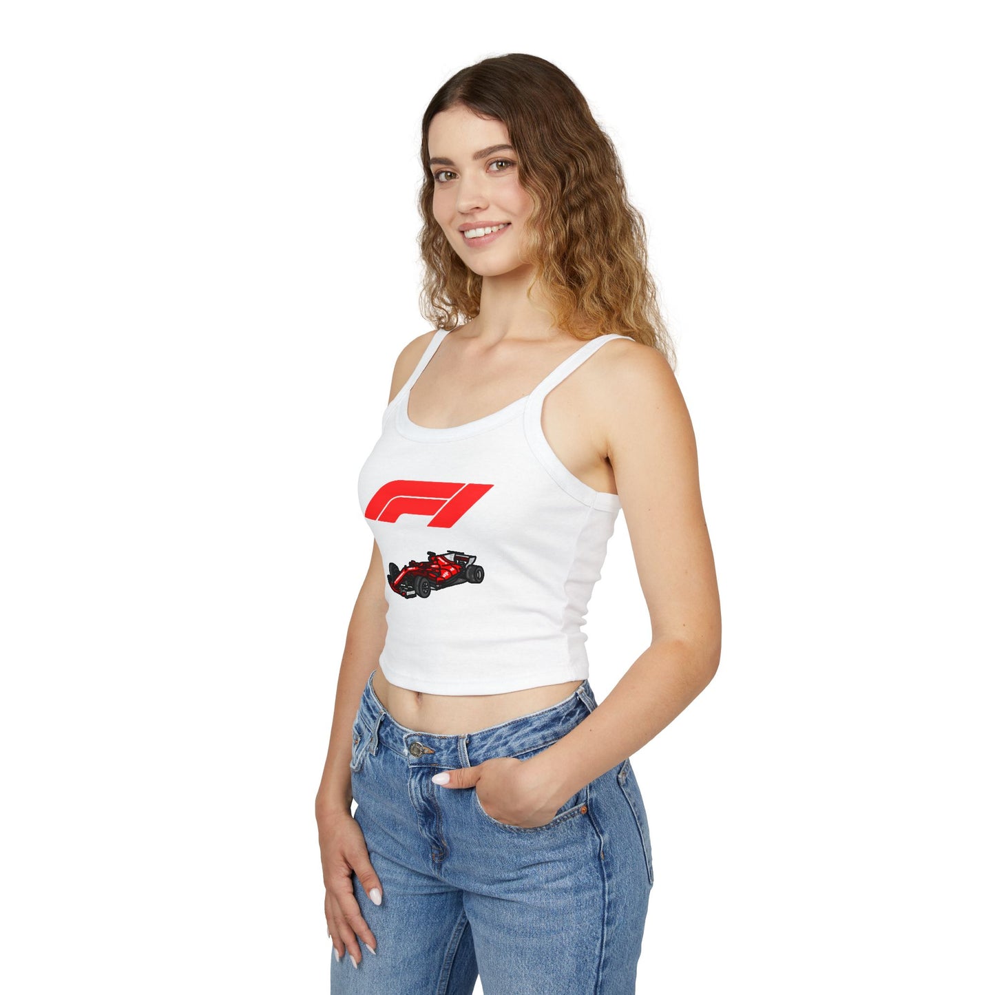 F1 Racing Women's Spaghetti Strap Tank Top, Sports Apparel, Motorsport Fans, Summer Wear, Gift for Car Lovers, Casual Style