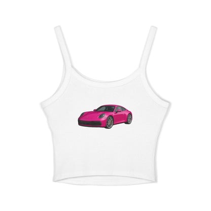 Pink Porsche Women's Spaghetti Strap Top, Porsche Top für Sommer, Auto-Liebhaber, Car Enthusiast Gift, Casual Summer Tank, Automotive