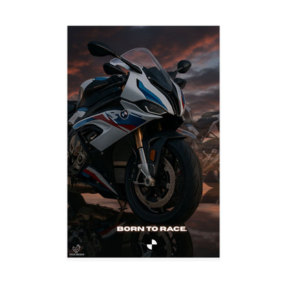 Affiche verticale mate pour moto S1000RR – « Born to Race » – Idéale pour les motards et les passionnés de course