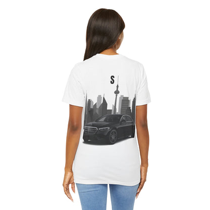 Urban Vibes Car Graphic Tee, Unisex Jersey Short Sleeve Tee, Cityscape T-Shirt, Cool Car Shirt, Gift for Car Lovers, Trendy Everyday Wear