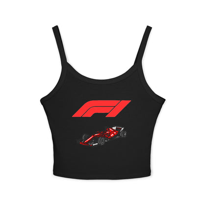 F1 Racing Women's Spaghetti Strap Tank Top, Sports Apparel, Motorsport Fans, Summer Wear, Gift for Car Lovers, Casual Style