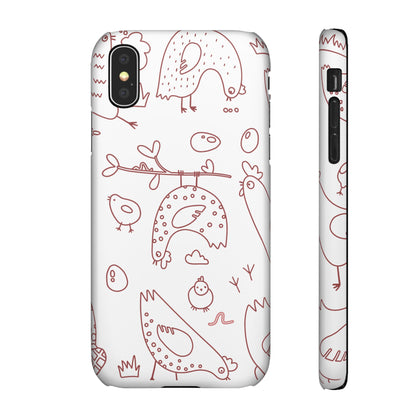 Whimsical Farmhouse Snap Cases, Cute Animal Phone Case, Chicken Design, Funny Gift for Bird Lovers, Quirky Art Mobile Cover