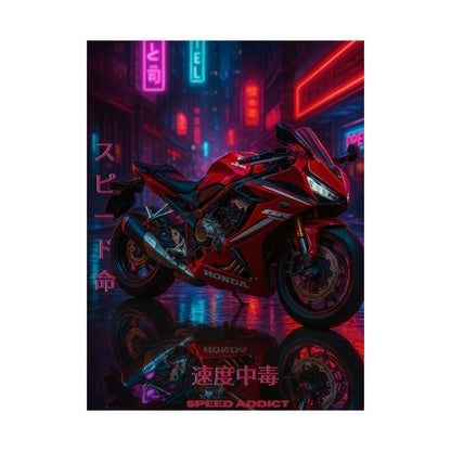 Affiche verticale mate néon moto 650r - Speed ​​&amp; Velocity Art