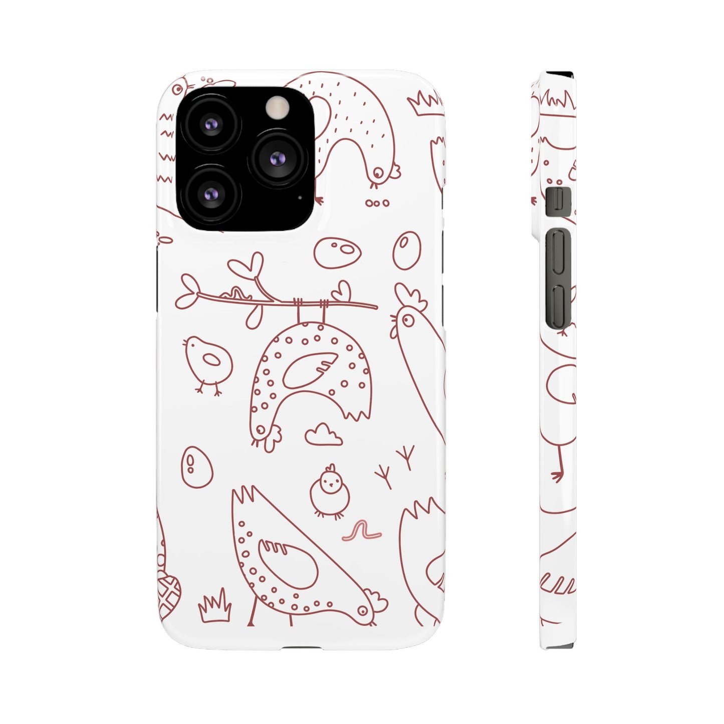 Whimsical Farmhouse Snap Cases, Cute Animal Phone Case, Chicken Design, Funny Gift for Bird Lovers, Quirky Art Mobile Cover