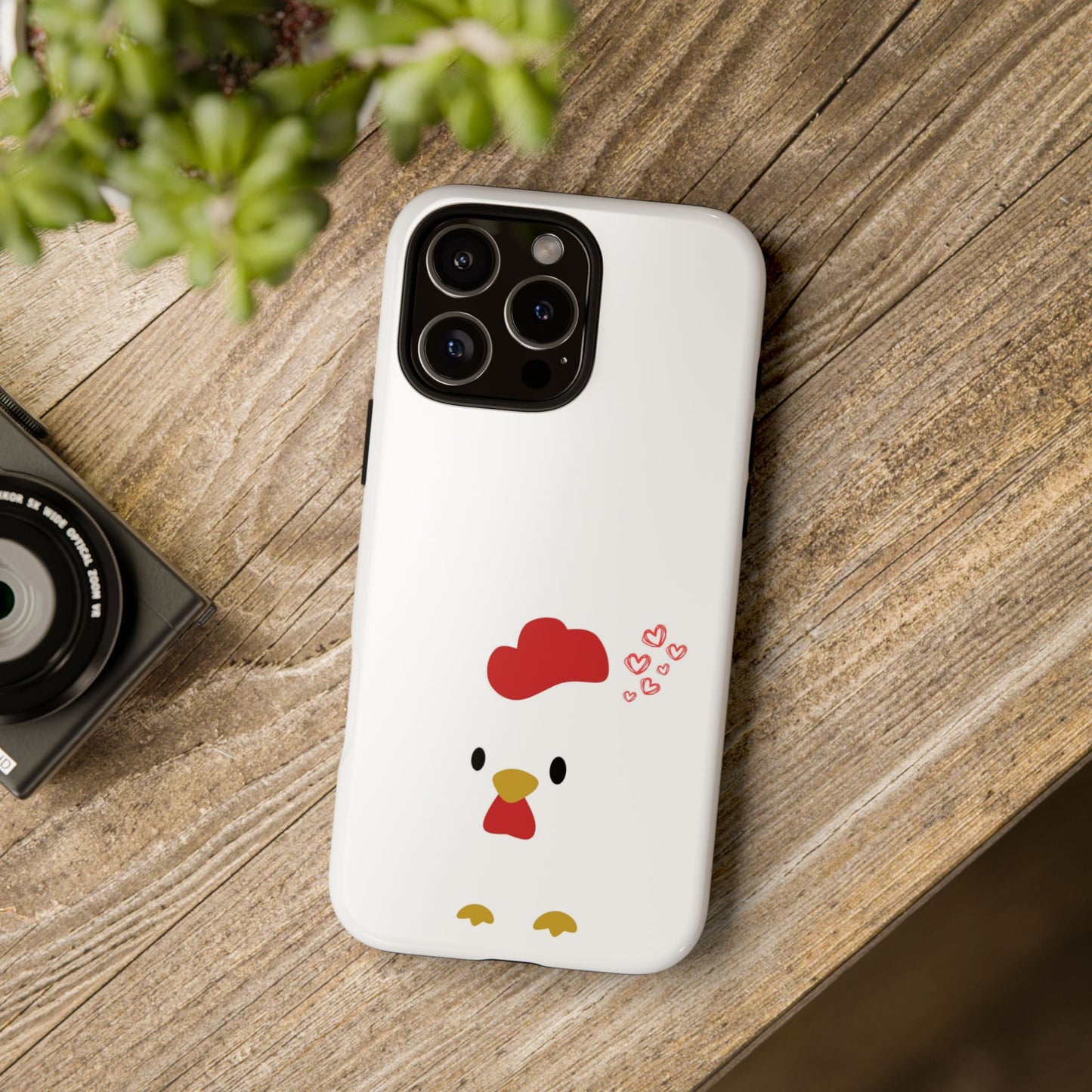 Cute Chicken Phone Case, Tough Cases for Animal Lovers, Valentine's Gift, Farmhouse Decor, Unique Mobile Accessories, Heart Design