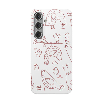 Whimsical Farmhouse Snap Cases, Cute Animal Phone Case, Chicken Design, Funny Gift for Bird Lovers, Quirky Art Mobile Cover