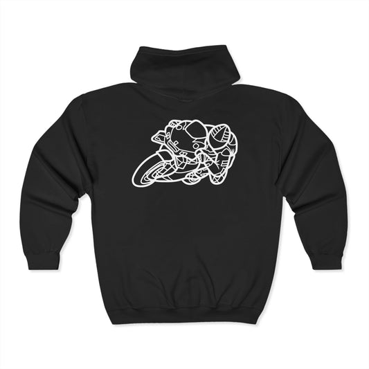 Motorcycle Rider Zip-Up Hoodie, Perfect for Bikers, Casual Wear, Personalized Gift, Cool Sports Apparel, Winter Layering