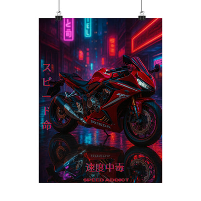 Affiche verticale mate néon moto 650r - Speed ​​&amp; Velocity Art