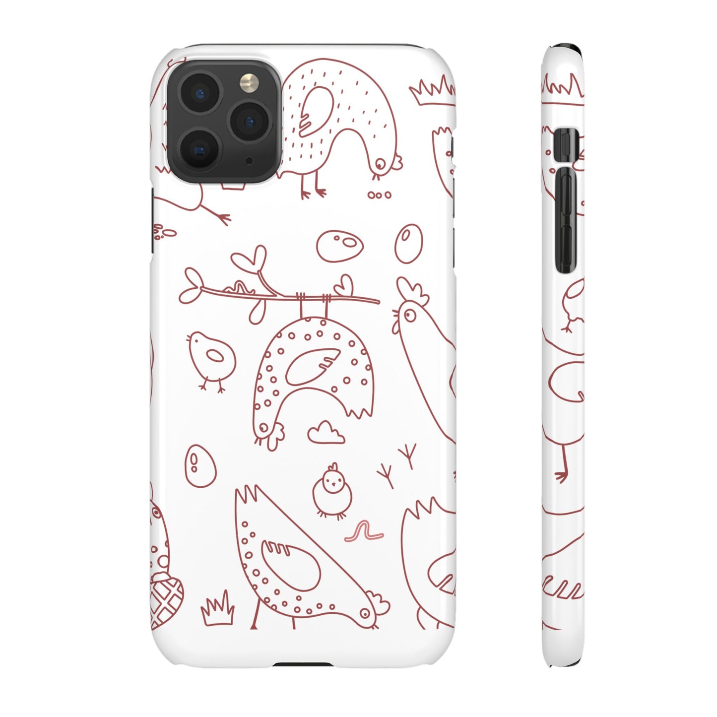 Whimsical Farmhouse Snap Cases, Cute Animal Phone Case, Chicken Design, Funny Gift for Bird Lovers, Quirky Art Mobile Cover
