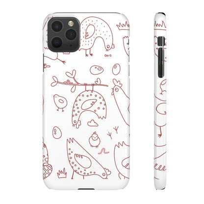 Whimsical Farmhouse Snap Cases, Cute Animal Phone Case, Chicken Design, Funny Gift for Bird Lovers, Quirky Art Mobile Cover