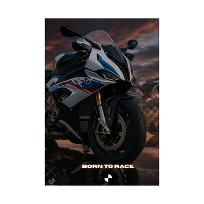 Affiche verticale mate pour moto S1000RR – « Born to Race » – Idéale pour les motards et les passionnés de course