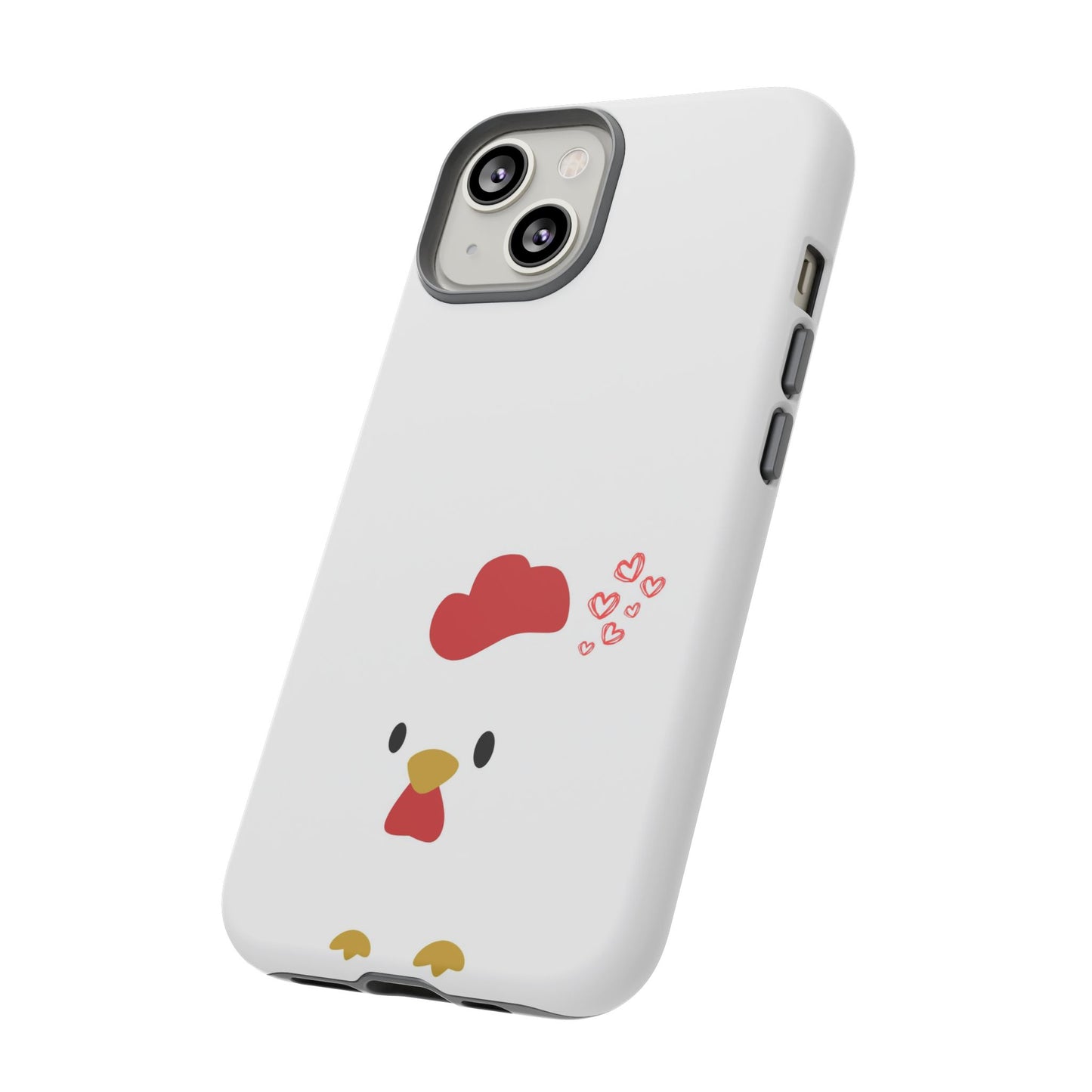 Cute Chicken Phone Case, Tough Cases for Animal Lovers, Valentine's Gift, Farmhouse Decor, Unique Mobile Accessories, Heart Design