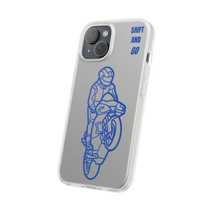 Motorcycle Flexi Cases - Shift and Go Design, Biker Gift, Phone Accessory, Sporty Case, Riding Enthusiast