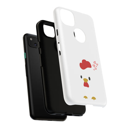 Cute Chicken Phone Case, Tough Cases for Animal Lovers, Valentine's Gift, Farmhouse Decor, Unique Mobile Accessories, Heart Design