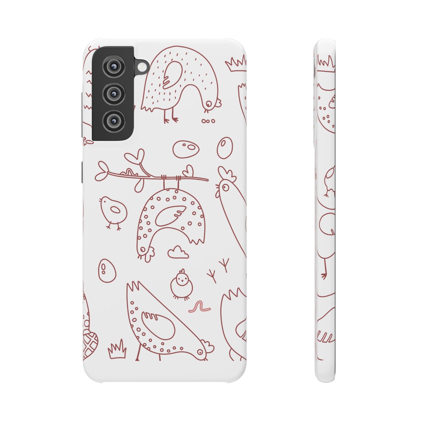 Whimsical Farmhouse Snap Cases, Cute Animal Phone Case, Chicken Design, Funny Gift for Bird Lovers, Quirky Art Mobile Cover
