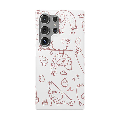 Whimsical Farmhouse Snap Cases, Cute Animal Phone Case, Chicken Design, Funny Gift for Bird Lovers, Quirky Art Mobile Cover