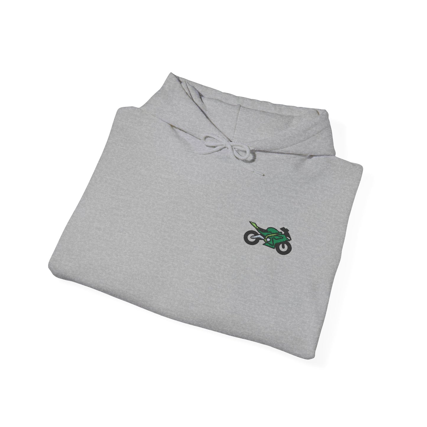 Green Motorcycle Embroidery Modern Minimalist Hoodie - Stylish Unisex Heavy Blend™ Sweatshirt with Graphic Design