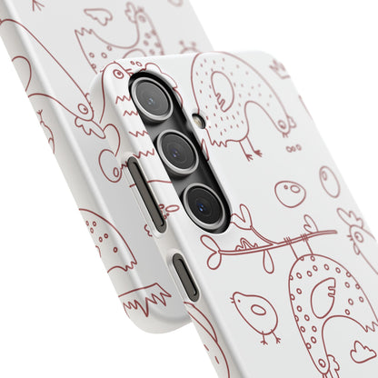 Whimsical Farmhouse Snap Cases, Cute Animal Phone Case, Chicken Design, Funny Gift for Bird Lovers, Quirky Art Mobile Cover