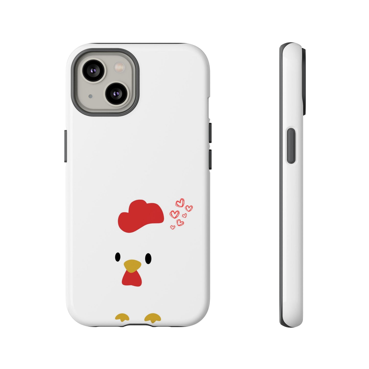 Cute Chicken Phone Case, Tough Cases for Animal Lovers, Valentine's Gift, Farmhouse Decor, Unique Mobile Accessories, Heart Design