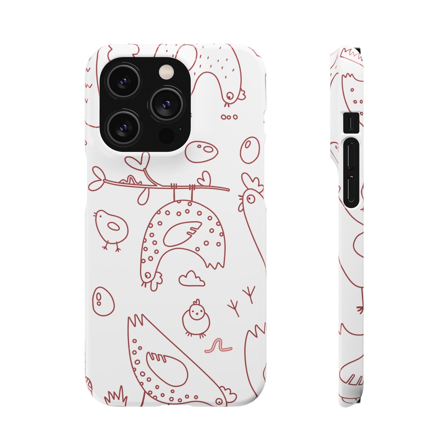 Whimsical Farmhouse Snap Cases, Cute Animal Phone Case, Chicken Design, Funny Gift for Bird Lovers, Quirky Art Mobile Cover