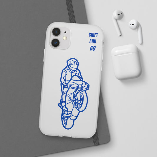 Motorcycle Flexi Cases - Shift and Go Design, Biker Gift, Phone Accessory, Sporty Case, Riding Enthusiast