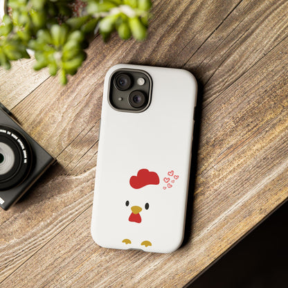 Cute Chicken Phone Case, Tough Cases for Animal Lovers, Valentine's Gift, Farmhouse Decor, Unique Mobile Accessories, Heart Design